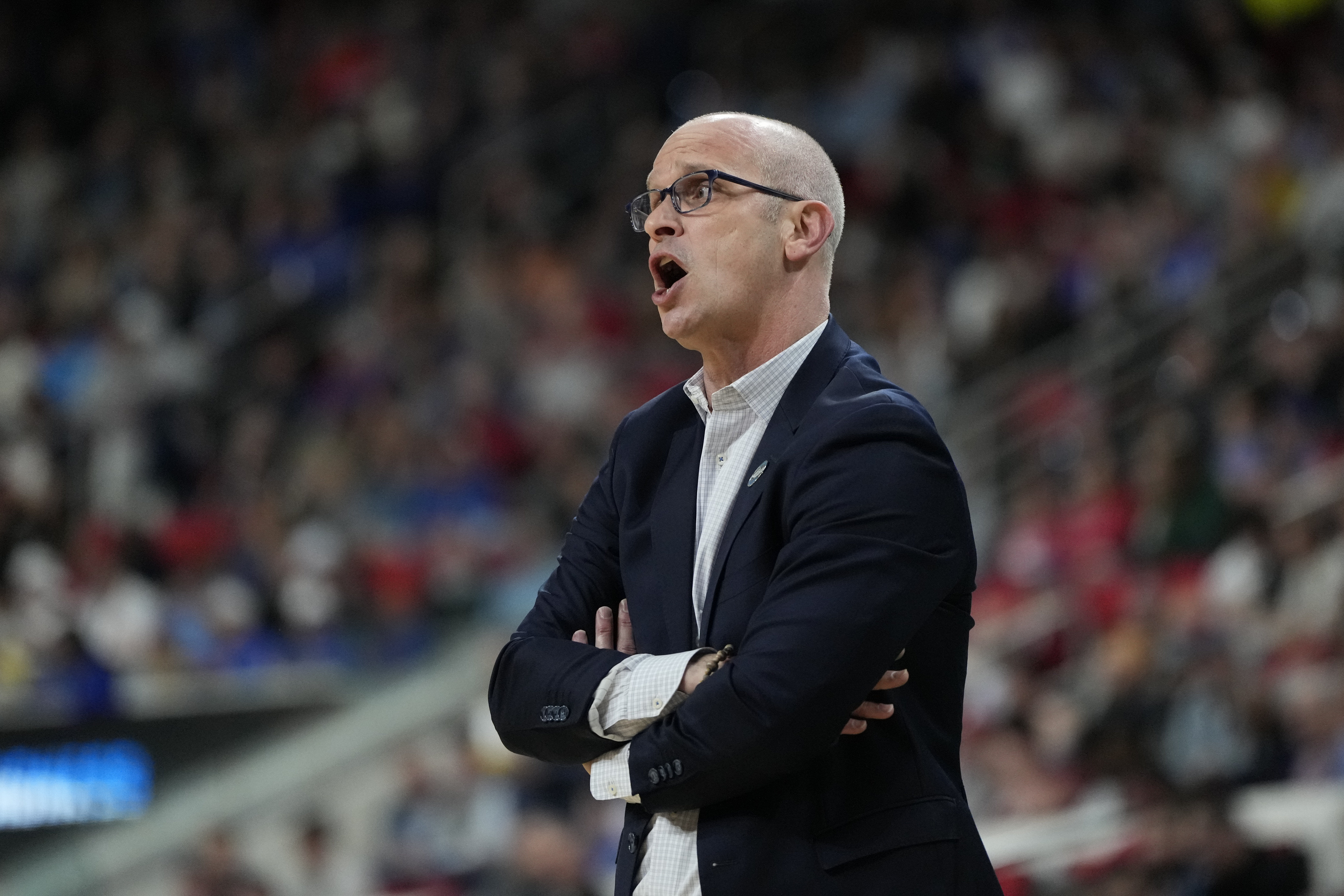 UConn Huskies head coach Dan Hurley reacts during the first half against the Oklahoma Sooners at Lenovo Center. Photo: Imagn